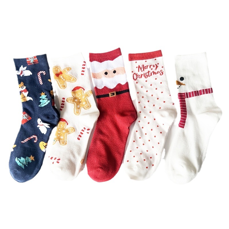 Christmas Holiday Socks Fashion Cotton Middle Tube Sock Festive Crew Socks